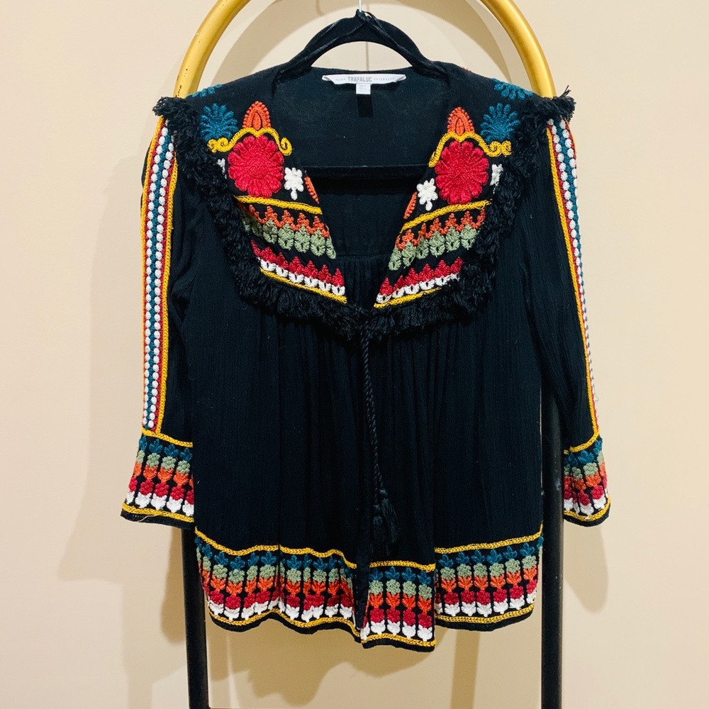 ZARA Embroidered 3 qtr sleeve cardigan